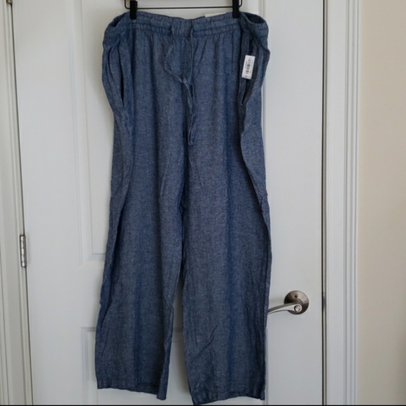 Old Navy High Rise Wide Leg Chambray Blue Pants - Size XXL - Picture 2 of 8